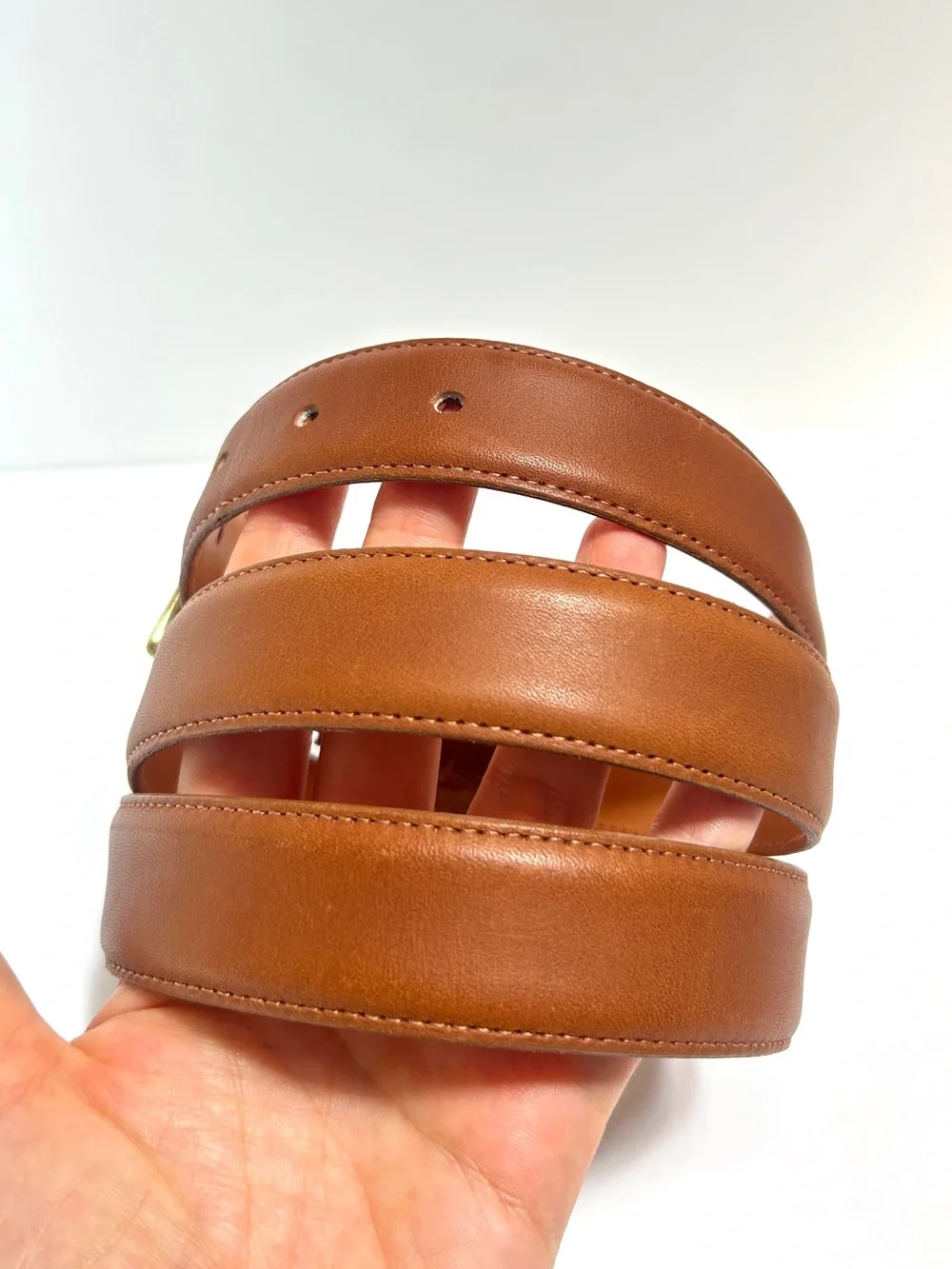 Coach Mens’s Brown Leather 7600 Belt Brown British Tan Brass, Size 42